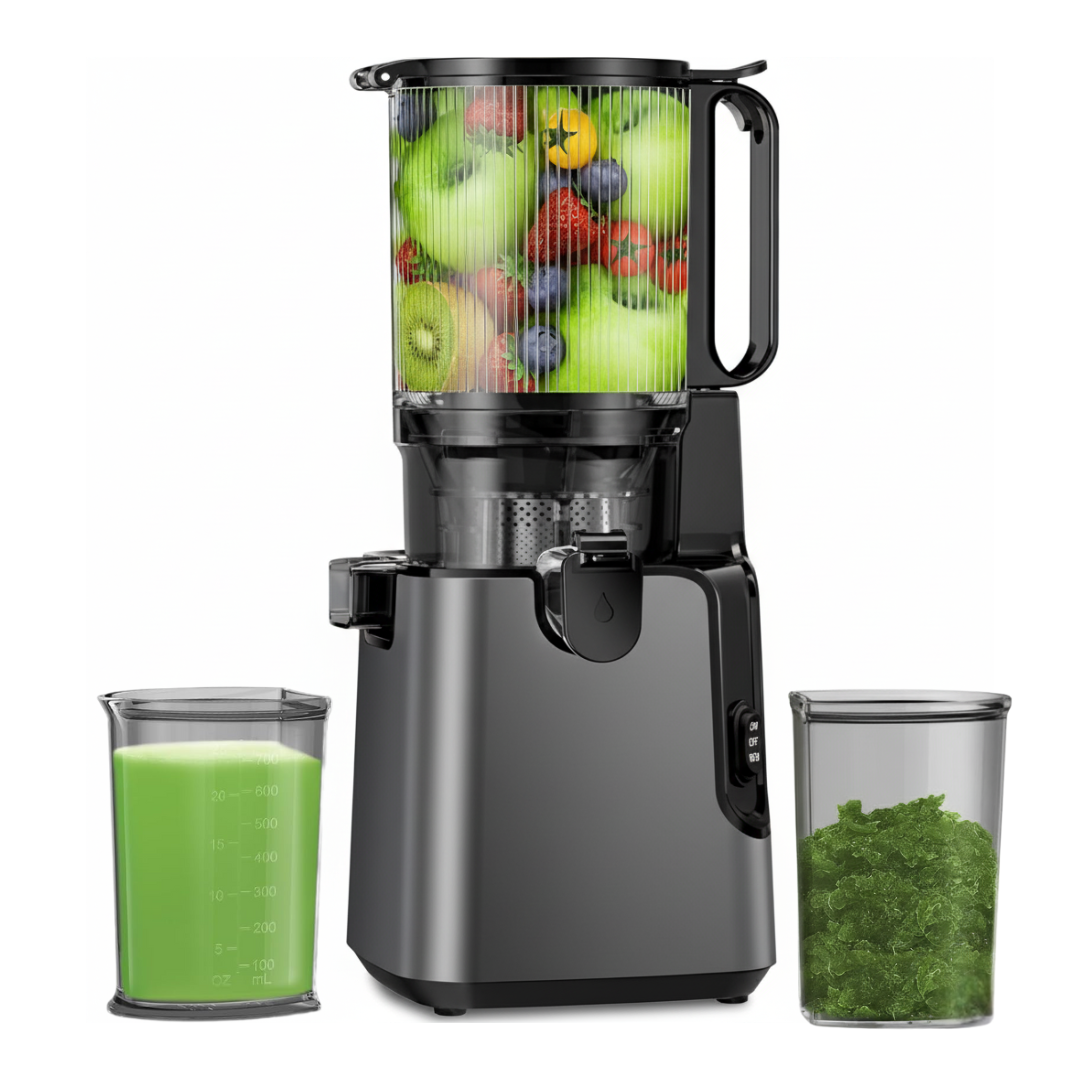 Cold Press Juicer with 400W Motor 5.4-Inch Wide Chute and Dual Strainers
