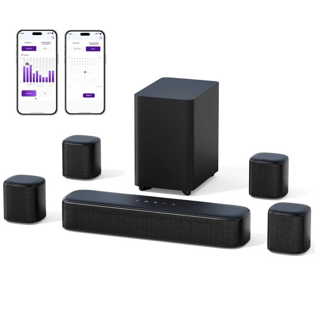 Home Theater Speaker System with 7.1 Virtual Surround Sound and Subwoofer
