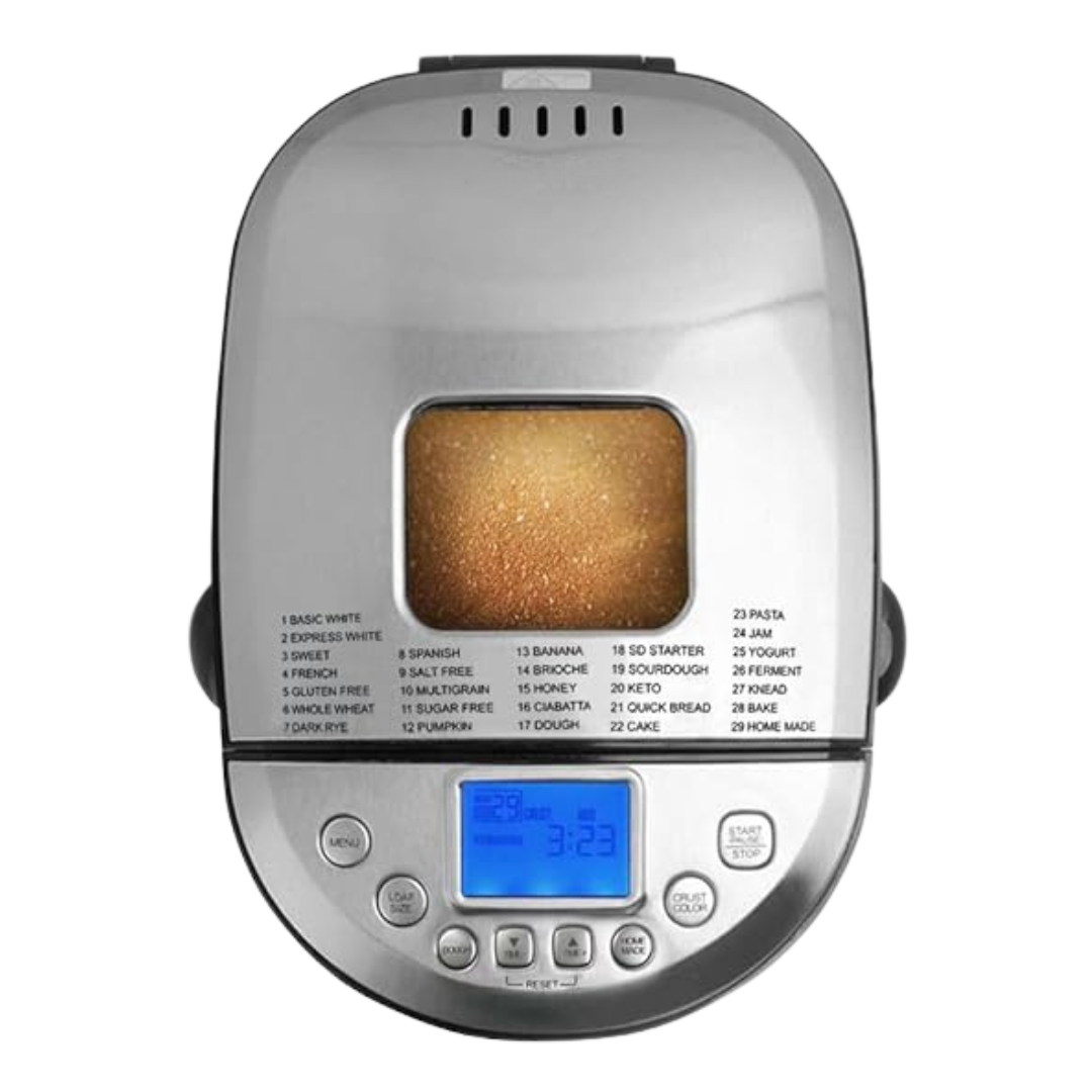 29 in 1 Automatic Bread Maker with Custom Menus and LCD Display