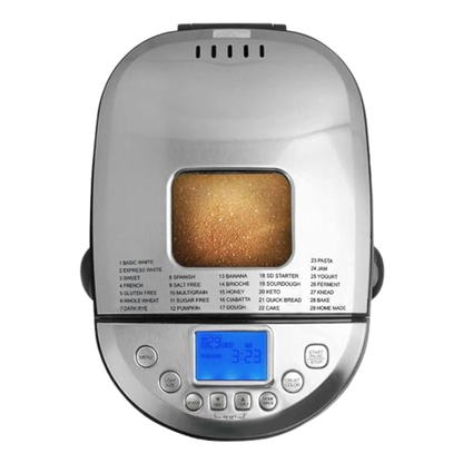 29 in 1 Automatic Bread Maker with Custom Menus and LCD Display