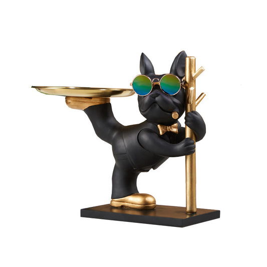 Black Dog Figurine with Gold Accents