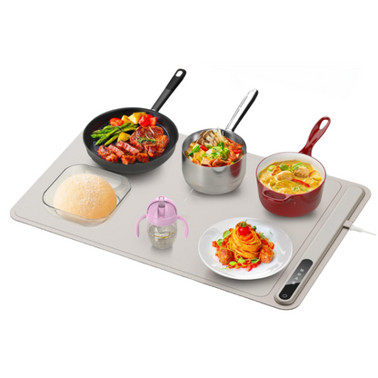 Electric Food Warming Tray with Touch Controls and Rollable Silicone Surface
