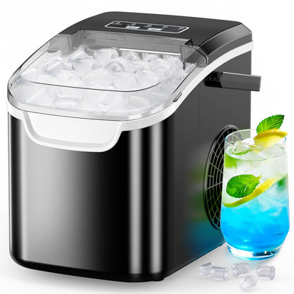 COWSAR Ice Maker Countertop, Portable Ice Machine with Self-Cleaning, 26.5lbs/24Hrs, 9 Bullet Ice Cubes in 6 Mins, Ice Basket and Scoop, Ideal for Home, Kitchen, Bar, Camping