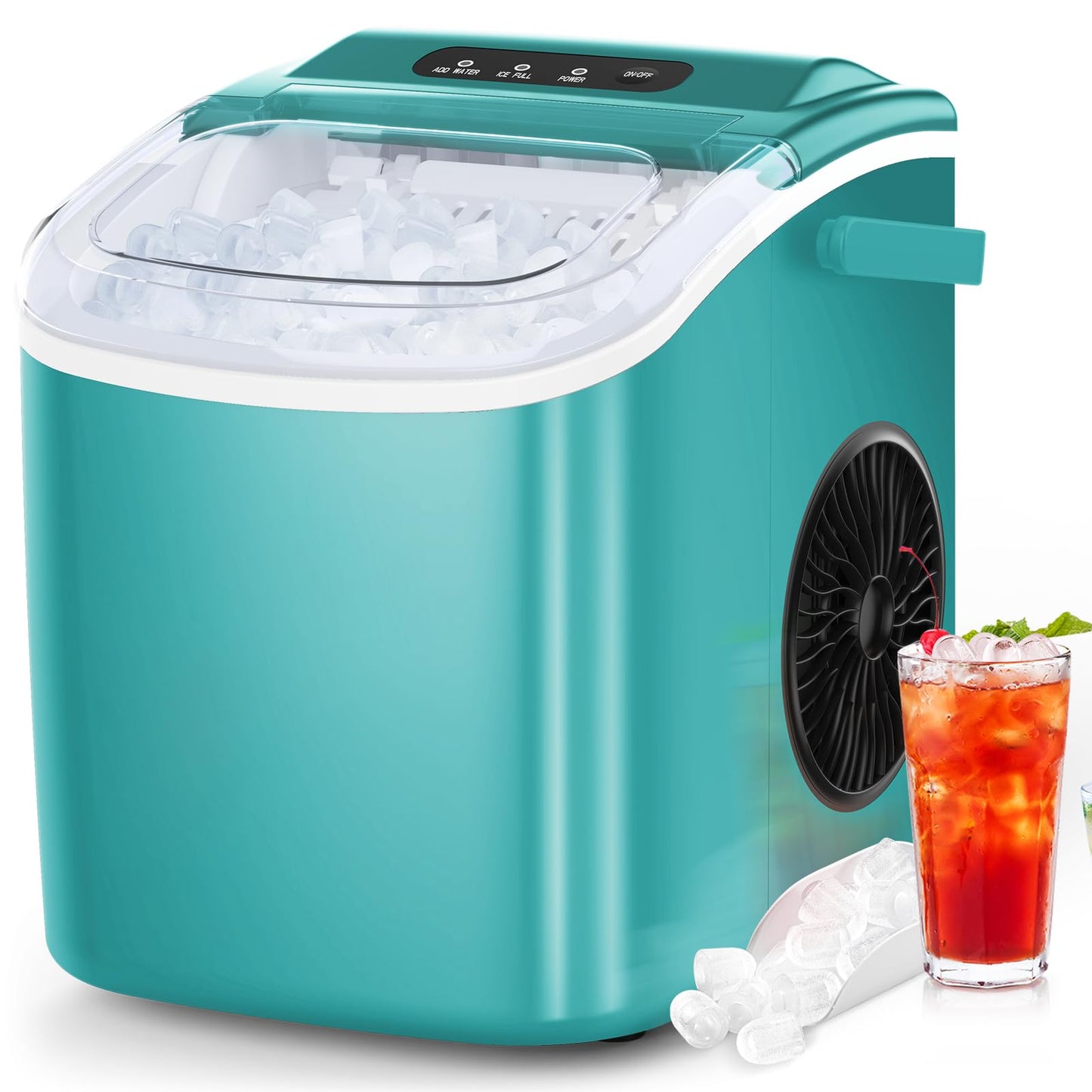 COWSAR Ice Maker Countertop, Portable Ice Machine with Self-Cleaning, 26.5lbs/24Hrs, 9 Bullet Ice Cubes in 6 Mins, Ice Basket and Scoop, Ideal for Home, Kitchen, Bar, Camping