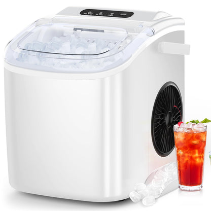 COWSAR Ice Maker Countertop, Portable Ice Machine with Self-Cleaning, 26.5lbs/24Hrs, 9 Bullet Ice Cubes in 6 Mins, Ice Basket and Scoop, Ideal for Home, Kitchen, Bar, Camping