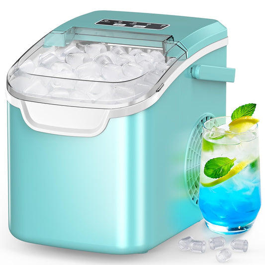 COWSAR Ice Maker Countertop, Portable Ice Machine with Self-Cleaning, 26.5lbs/24Hrs, 9 Bullet Ice Cubes in 6 Mins, Ice Basket and Scoop, Ideal for Home, Kitchen, Bar, Camping